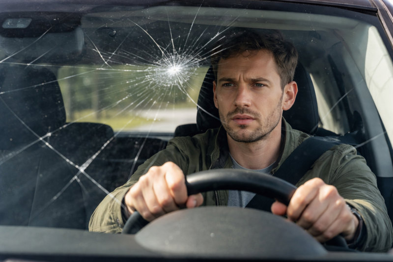 Est-il interdit de rouler avec un pare-brise cassé ?